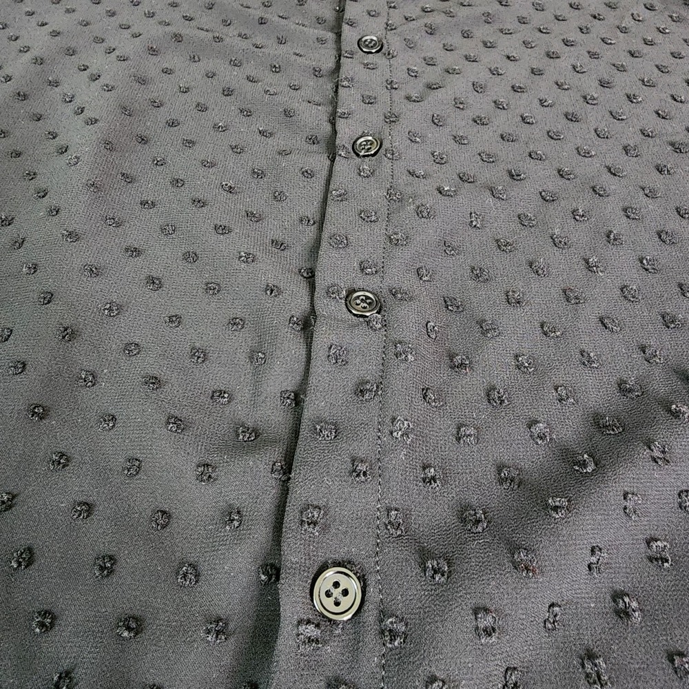 Incerun‎ Black Dotted Sheer Long Sleeve Button-Up Top Womens Size XL Whimsgoth - Picture 9 of 12